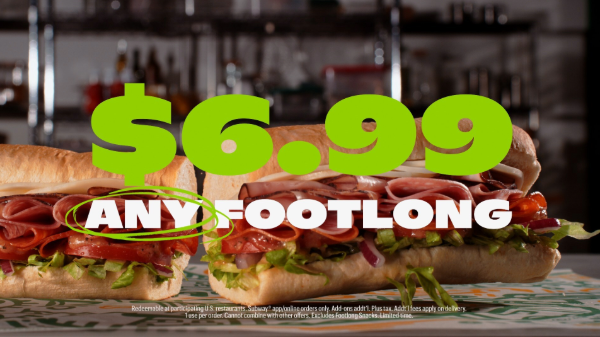 Subway offers $6.99 any footlongs in May