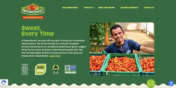 NatureSweet launches website for foodservice pros