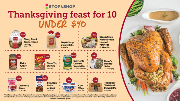 Stop & Shop offers Thanksgiving dinner deal under $40 for 10 people