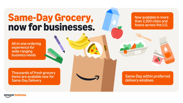Amazon offers same-day groceries for business orders