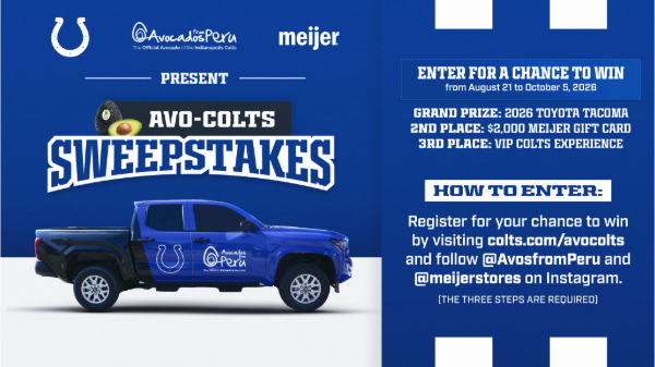 Avocados From Peru teams with Indianapolis Colts and Meijer for sweepstakes