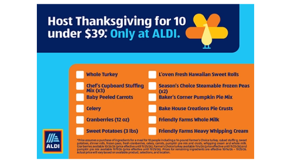 Aldi feeds 10 for under $39 this Thanksgiving